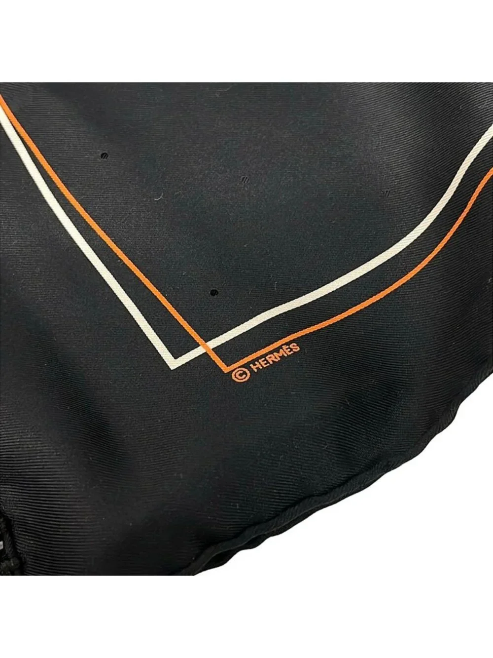 Hermes Shawl Black Fringe Perforated Silk Scarf